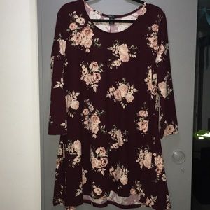 Burgundy pink rose dress